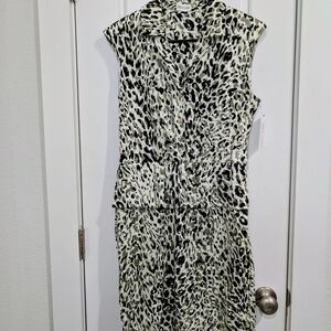 Marvin Richards Black and White Animal Print Midi Dress